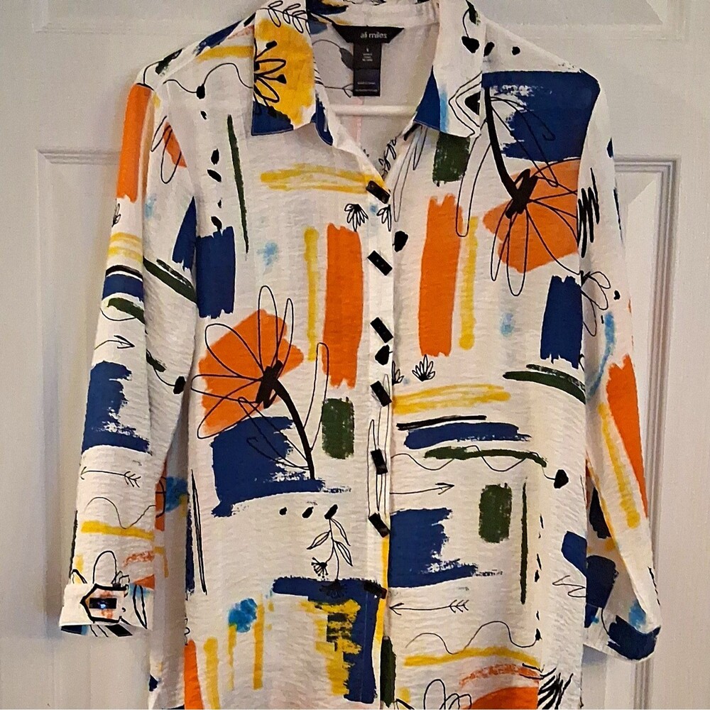 Ali Miles Abstract Pop Art Tunic  Women Medium Artsy Excellent Condition